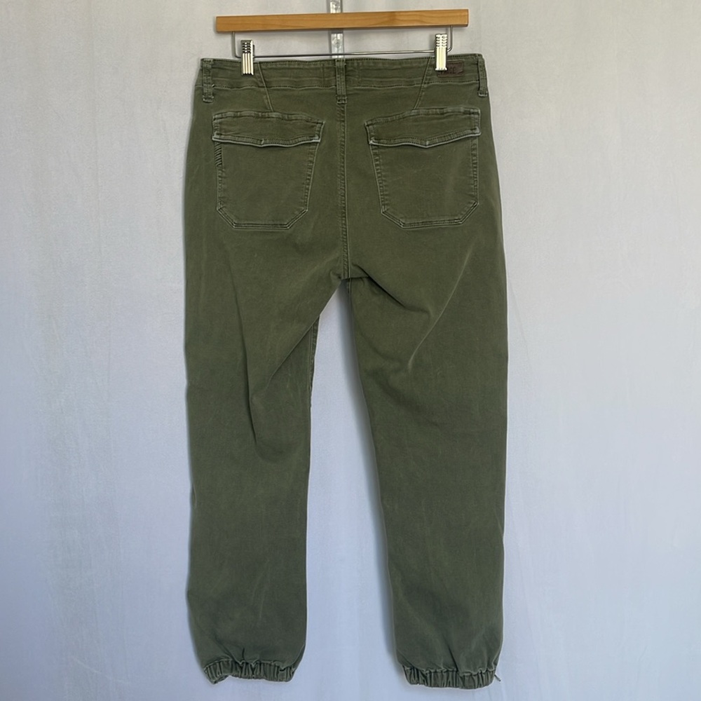 Paige Mayslie Jogger Pants Size 28 Olive Green Cropped Ankle Zip Stretch EUC - Picture 7 of 15